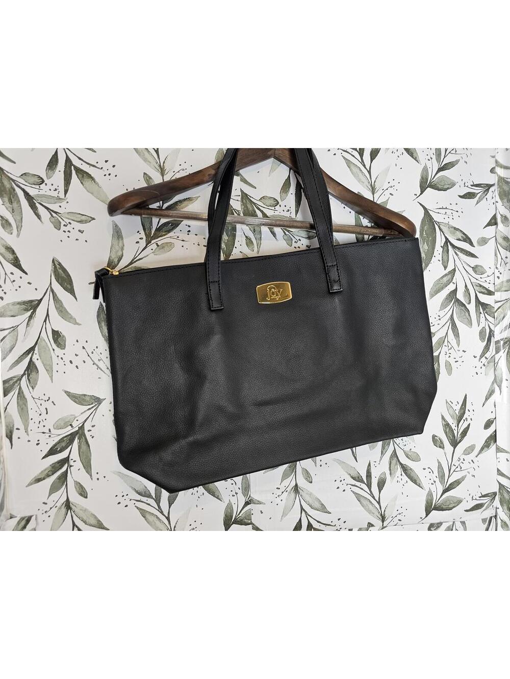 NWOT JOY Tote Purse Black Womens Leather Attached Coin Purse